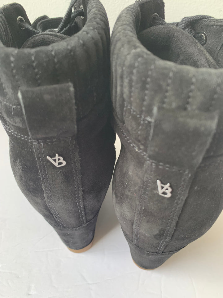 Veronica Beard Black Elissa Suede Wedge Sneaker Bootie Size 10