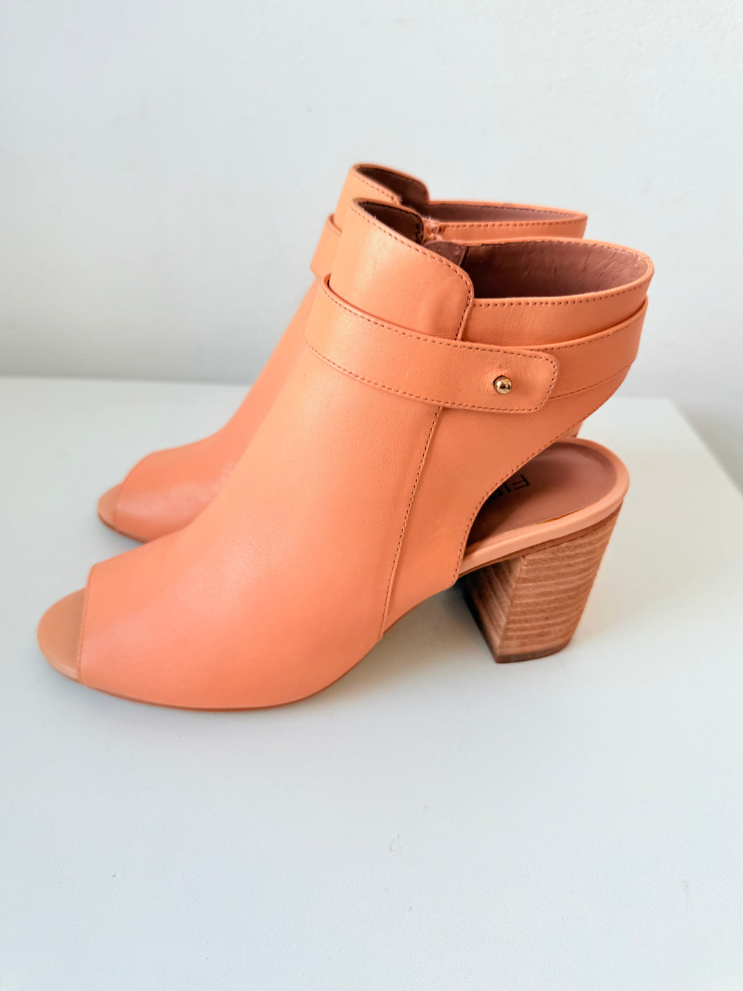 Firth Leather Light Peach Peep Toe Bootie The Shay Model Size 6.5