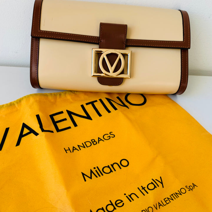 Valentino by Mario Valentino Ava Leather Crossbody/Clutch Handbag in Carob