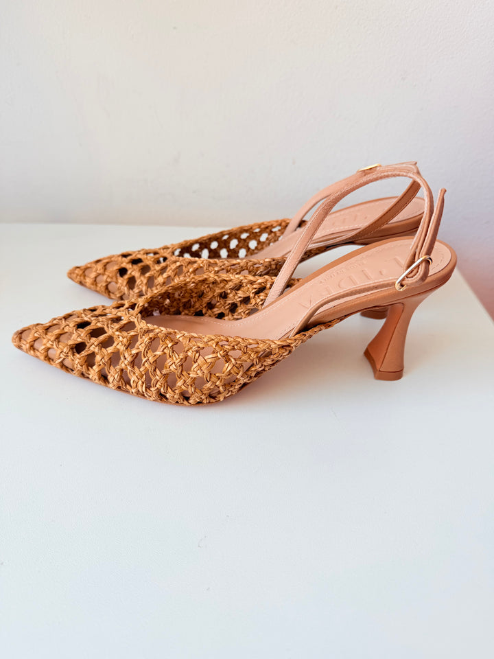 L’Idea Eli Woven Natural Leather Pump Size 38 New
