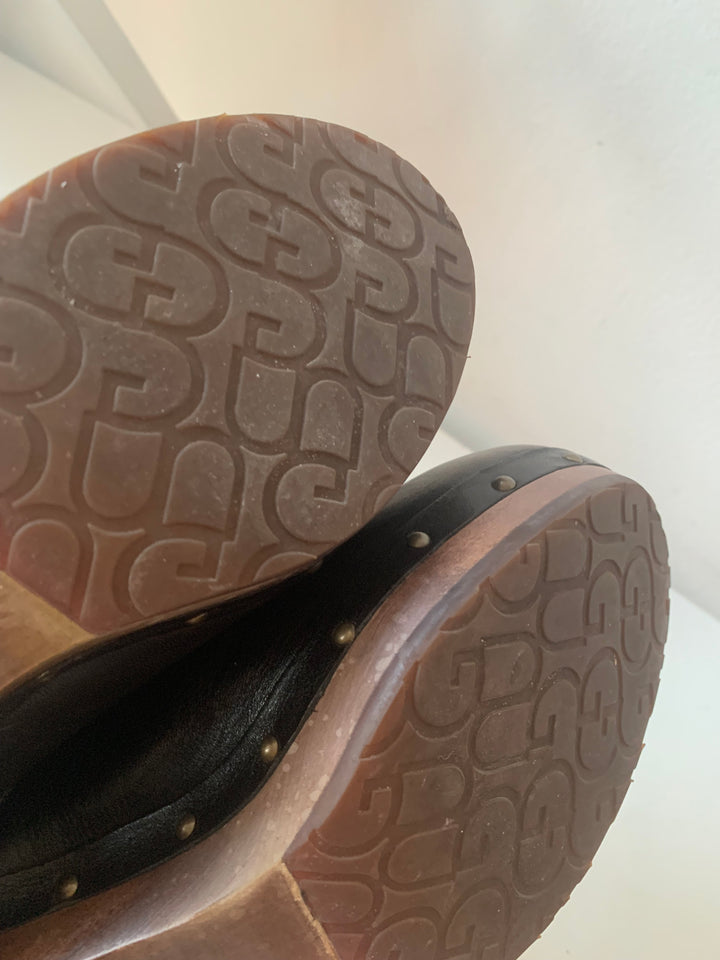 UGG Abbie 1951 Platform Studded Leather Clogs in Black Size 7