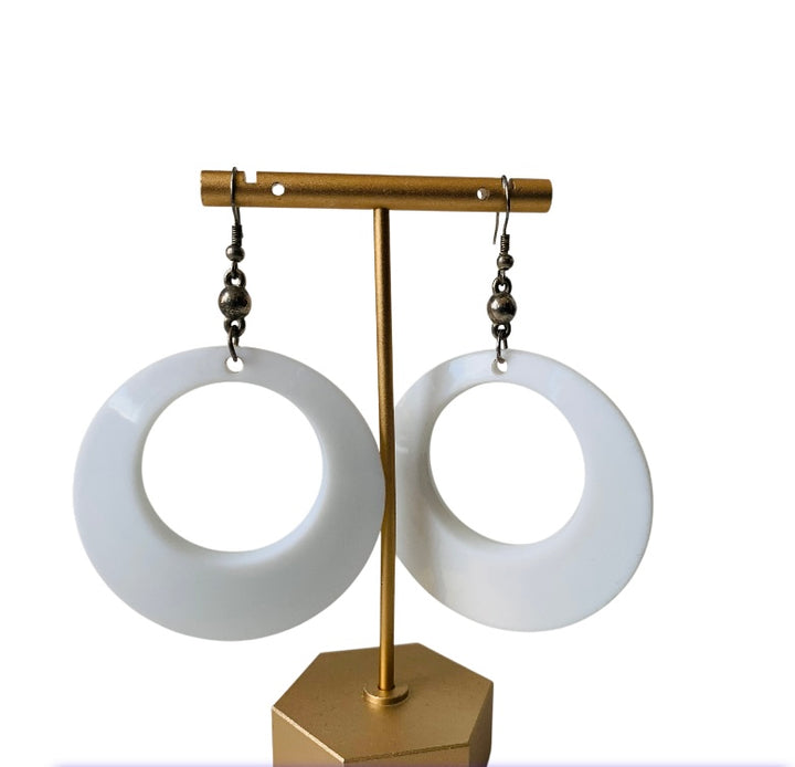 White Lucite Pierced Hoops