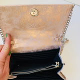 Chelsea 28 Metallic Chain Trim Faux Leather Pink/Rose Crossbody Handbag
