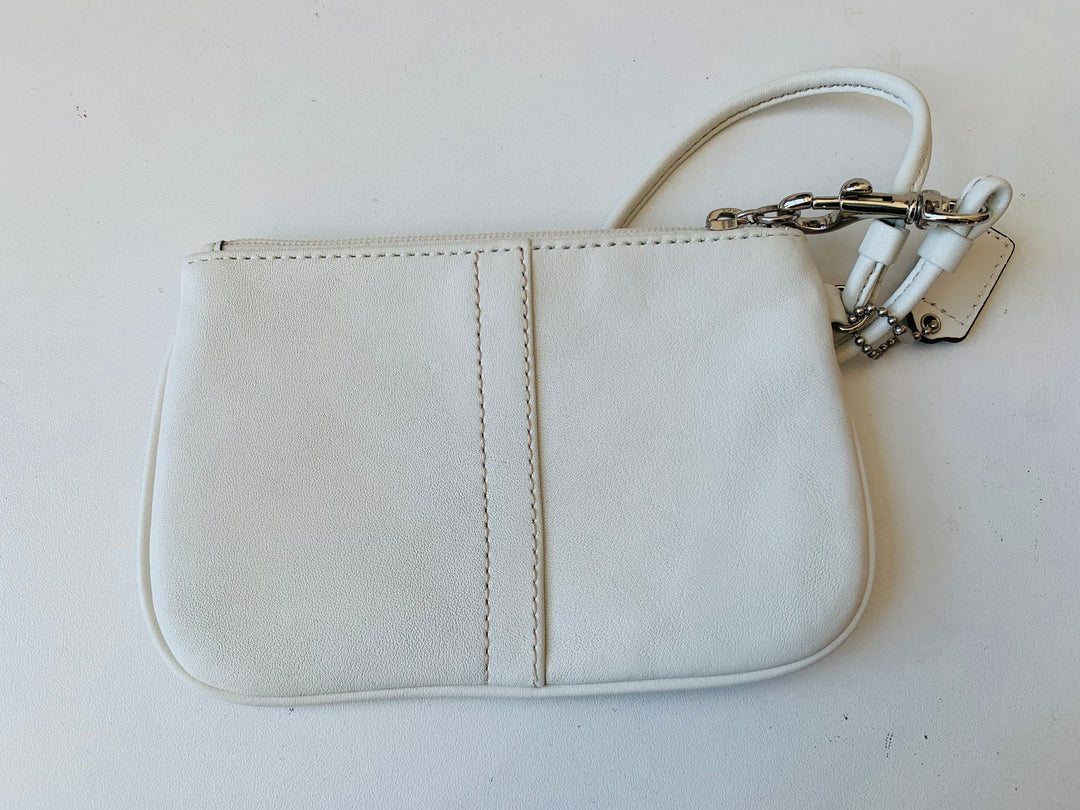 Coach White Leather Top Zip Mini Wallet/Wristlet