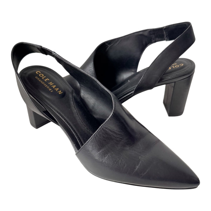 Cole Haan Grand Series Vania Black Leather Slingback Pumps Size 6.5