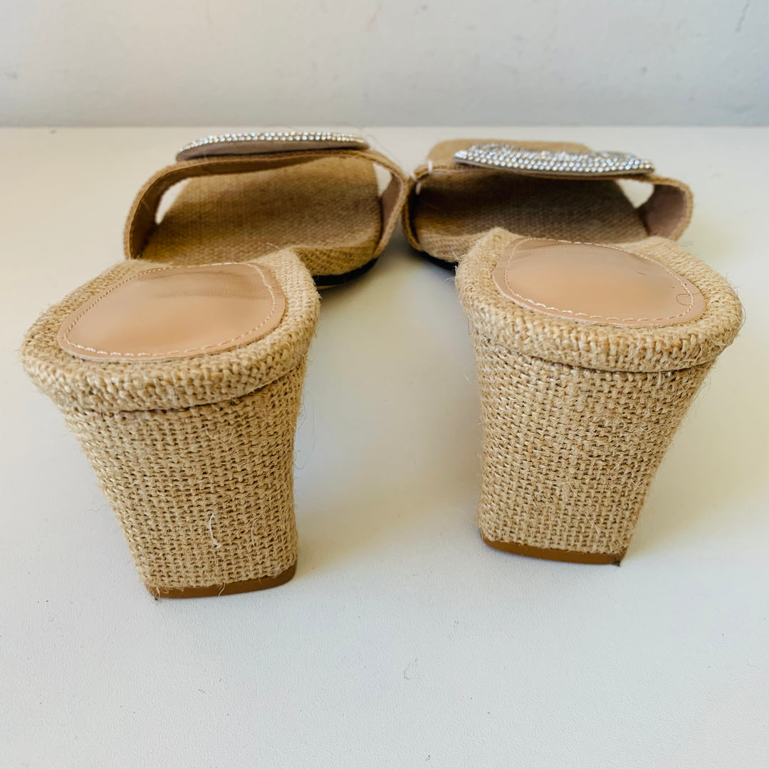 Turkish Women’s Beige Khesh Heeled Sandals Size 10 New