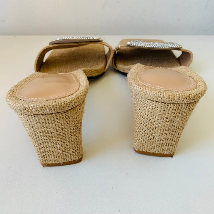 Turkish Women’s Beige Khesh Heeled Sandals Size 10 New