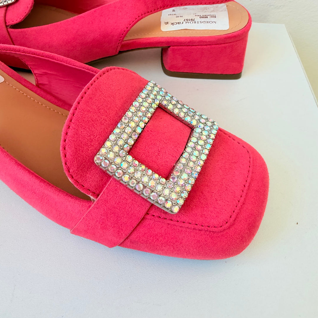 Kenneth Cole Reaction Lewis Jewel Sling Pumps In Geranium- Size 6 NWT