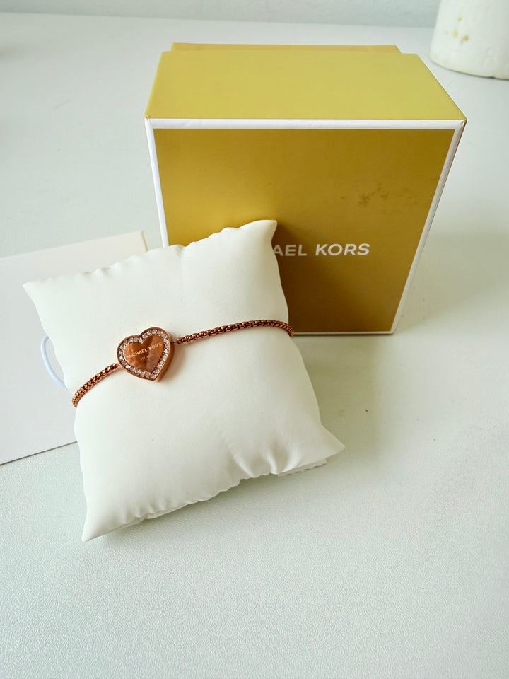 Michael Kors Rosegold Heart Logo Bracelt NWT