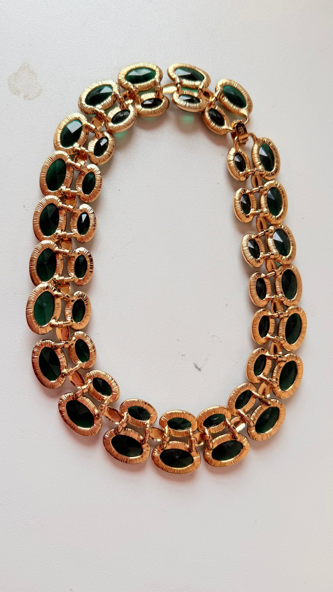 Banana Republic Vintage Double Strand Collar Oval Cobachon Green Statement Necklace