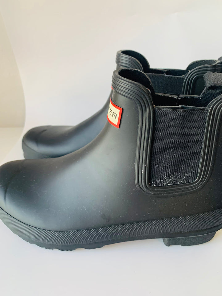 Hunter Black Rubber Waterproof Ankle Boots Size 8