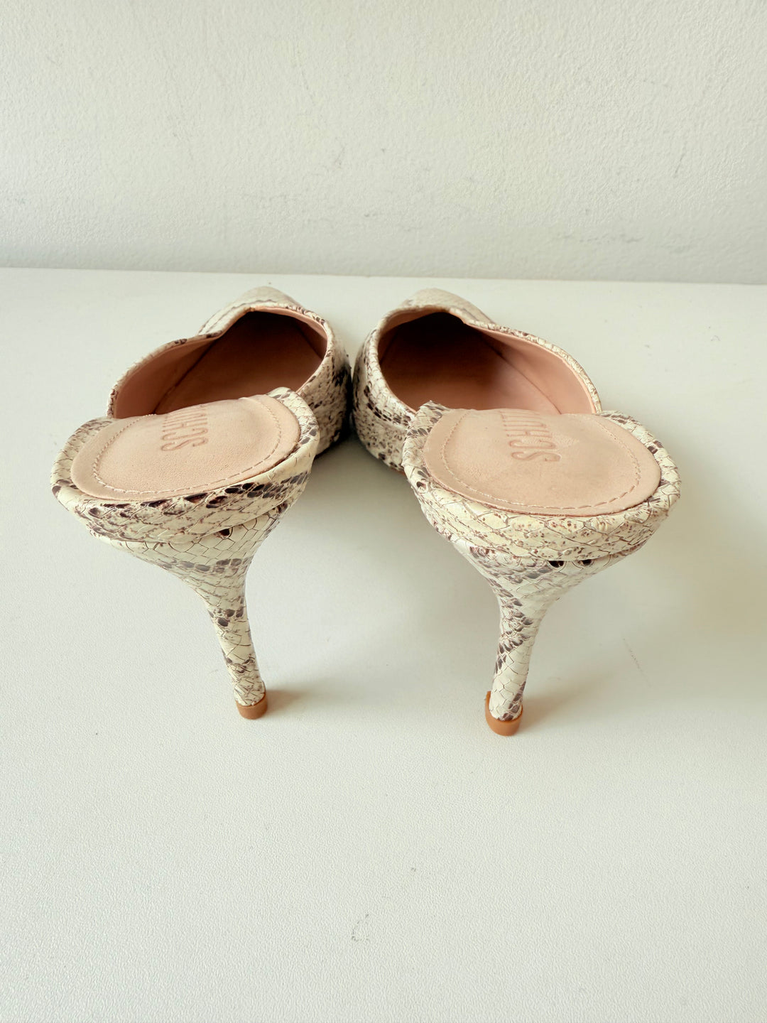 Schutz Charla Snake Embossed Leather Mules Size 8