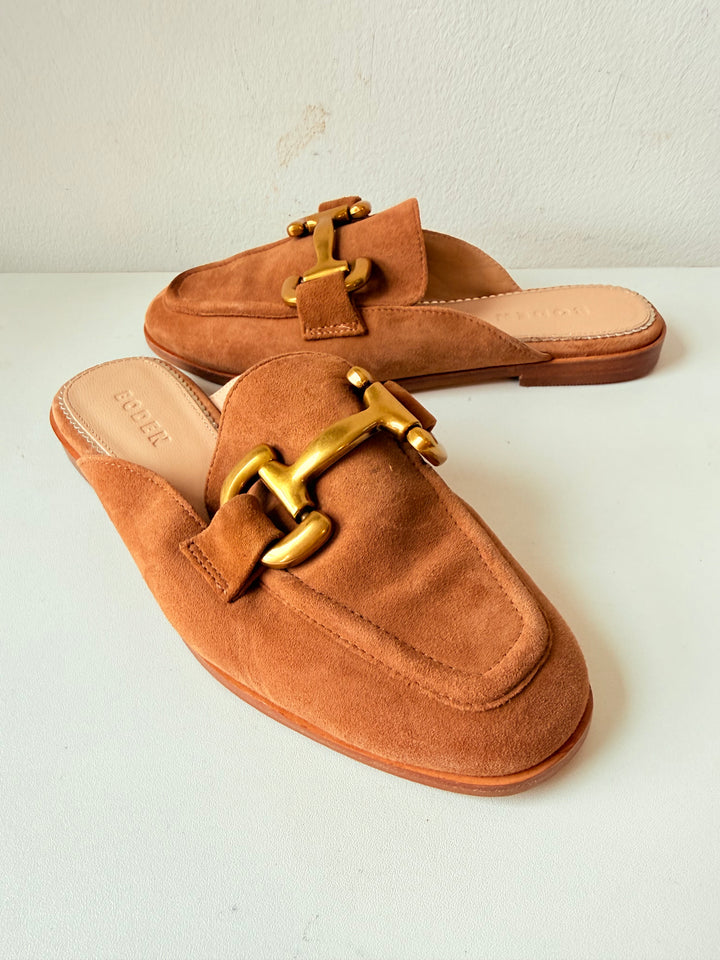 Boden Iris Snaffle Tan Suede Mule Loafers Size 36