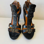 Modern Vintage Rabelle T-Strap Black Leather Sandals Size 37.5