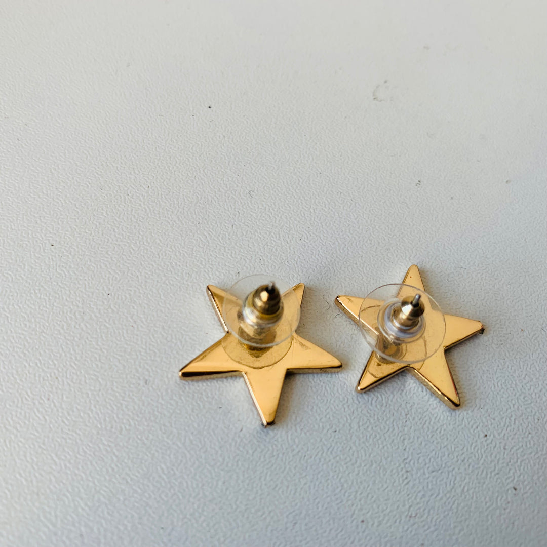 Gold Tone Star Pierced Earrings