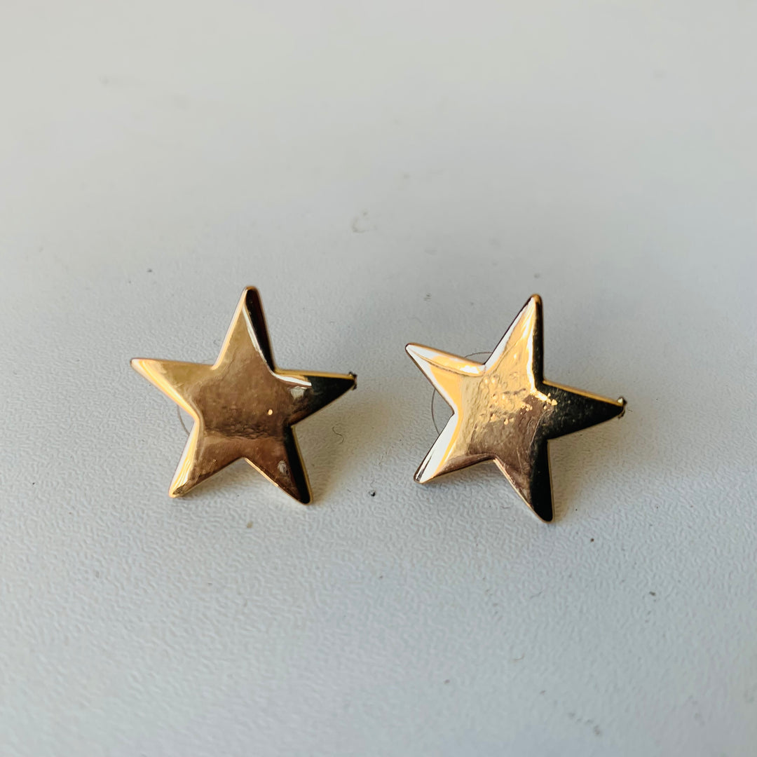 Gold Tone Star Pierced Earrings