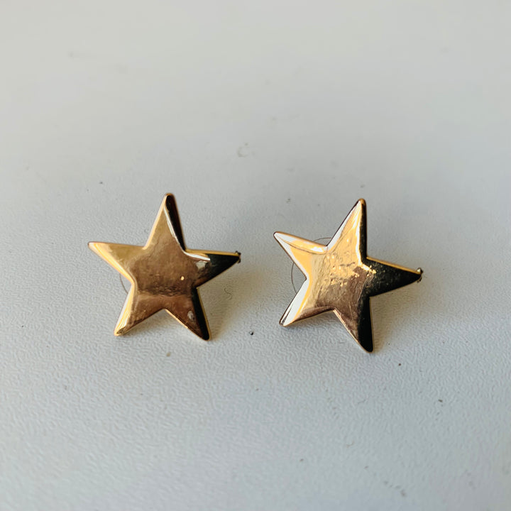Gold Tone Star Pierced Earrings