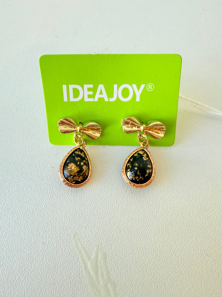 Ideajoy Black and Gold Piereced Earrings