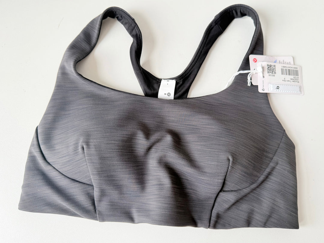 Lulu Lemon Wondertrain Bra In Grey Size 8 NWT