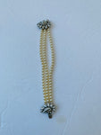 Ben -Amun Art Deco Style Pearl Bracelet With Rounded Swirl Crystal Clusters