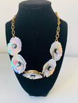 J. Crew Sequin Iridescent Flower Burst Crystal Statement Necklace in Gold Tone