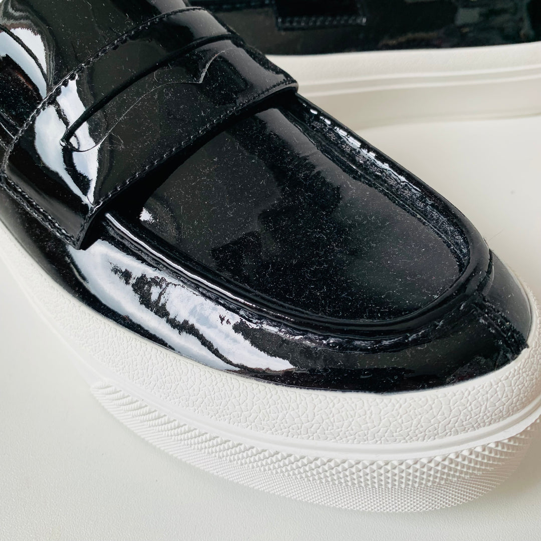 J/Slides GiGi Black Patent Leather Slip Ons Size 7 New in box