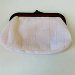 Vintage La Regale Cream Beaded Lucite Frame Evening Clutch Hong Kong Handbag