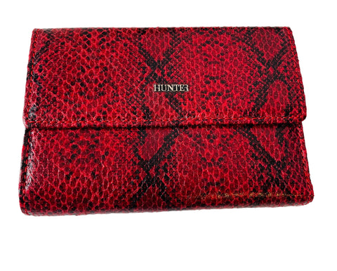 Hunter Red and Black Snakeskin Textured Wallet