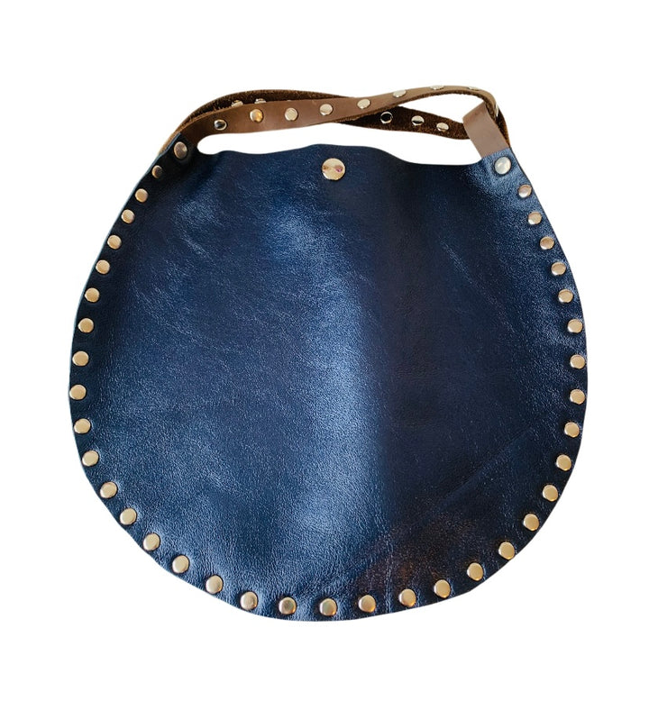 Blue & White Leather Studded Handbag