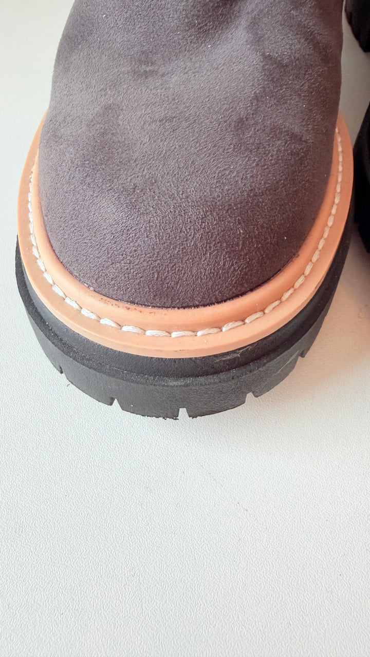 Open Edit Mya Lug Sole Chelsea Boots In Grey Size 9 New