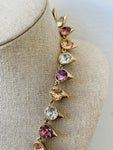 Givenchy Purple/Pink Multicolored Crystal Statement Necklace In Gold Tone