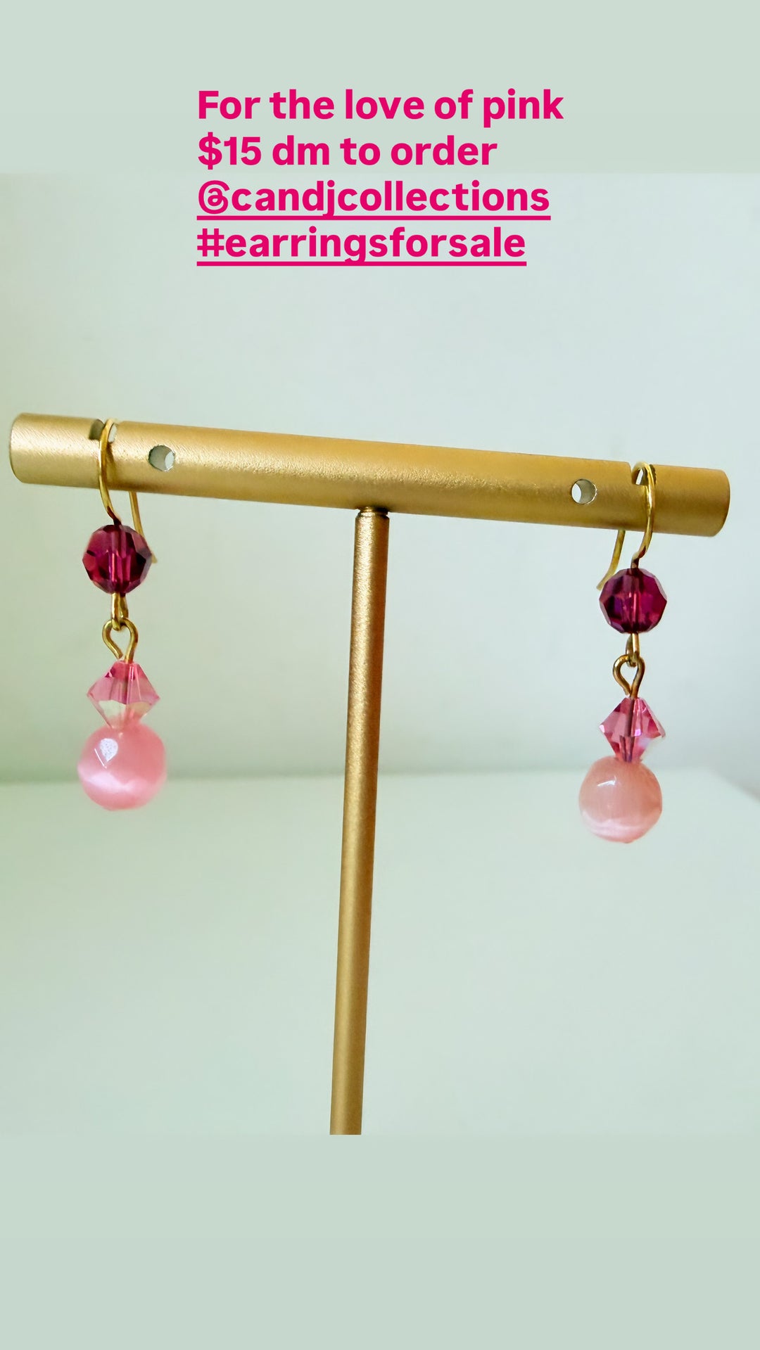 Pink Beaded Drop Pierced Earrings