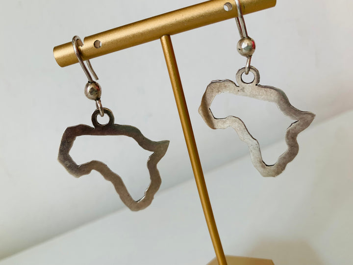 Sterling Silver Africa Pierced Earrings