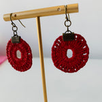 Crochet Red Pierced Earrings