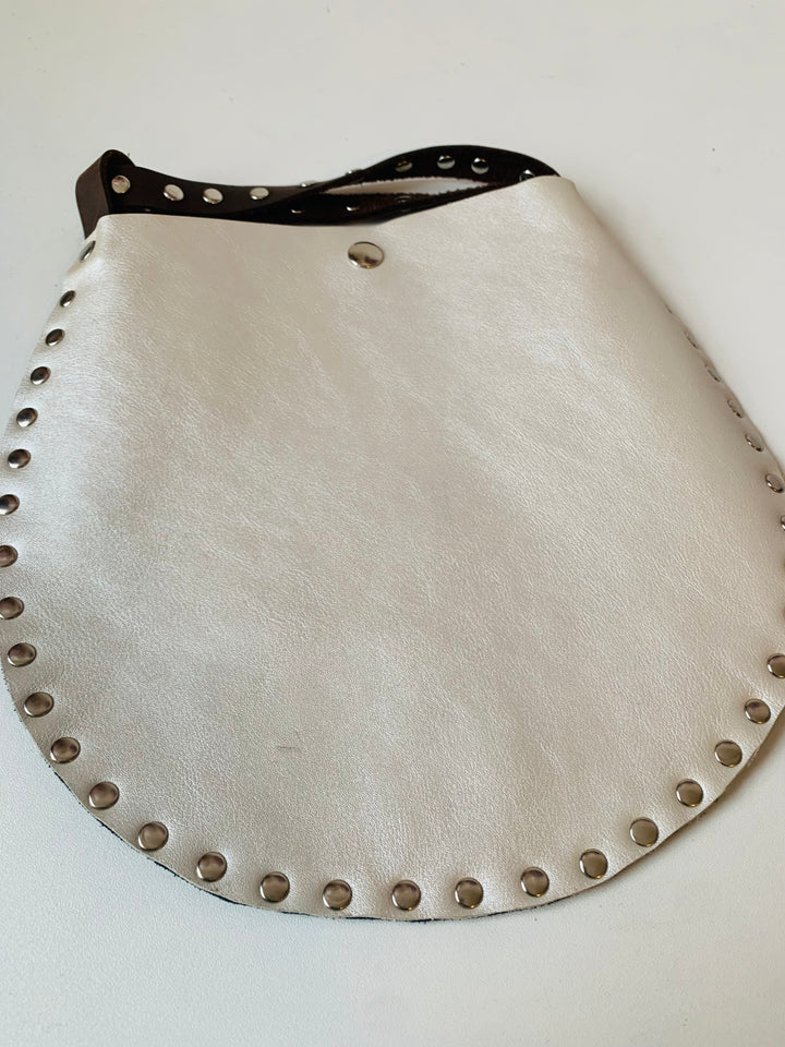 Blue & White Leather Studded Handbag