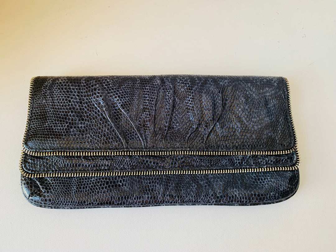 Lauren Merkin Snakeskin Blue Clutch Handbag