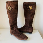 Tory Burch Selma Brown Suede Tall Women’s Riding Boots Size 8