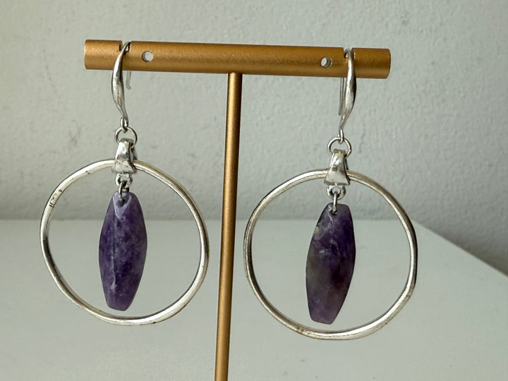 Silver and Amethyst Pierced Earrings