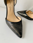 Jessica Simpson Women’s Cayna Black Gunmetal Metallic Dress Pump Size 6.5