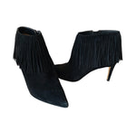 Sam Edelman Black Suede Kandice Fringe Booties Size 8