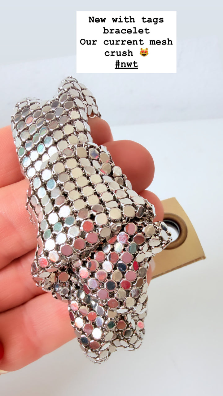 Anthropologie Silver Tone Mesh Bracelet New with Tags