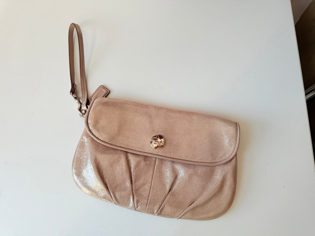 Coach Champaign Leather Metallic Wristlet