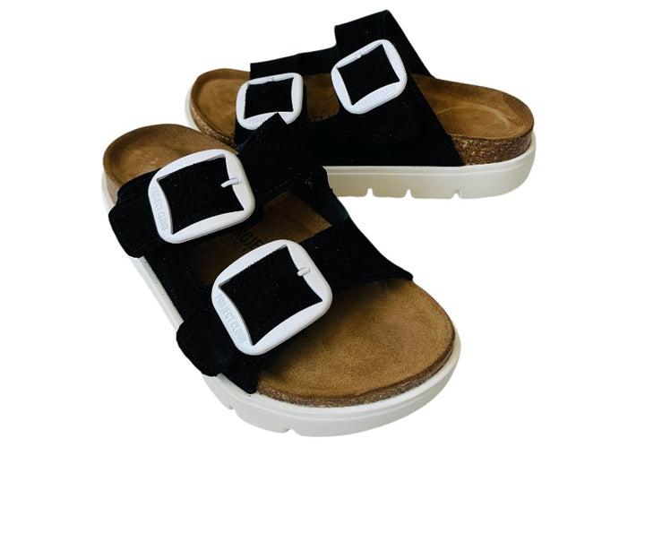 Project Cloud Greece Chucky A Black Suede Sandals Size