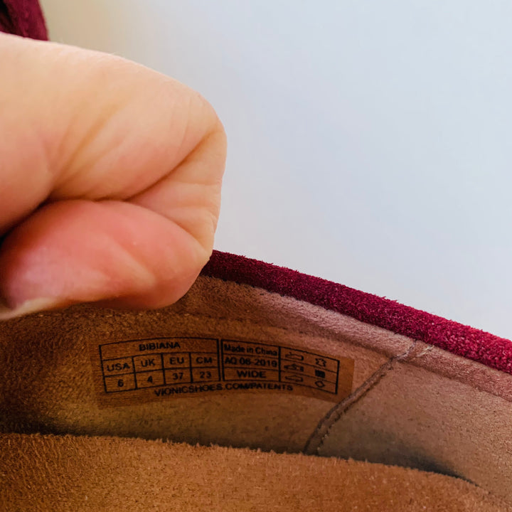Vionic Bibiana Burgundy Suede Leather Loafers With Horsebit Buckle Size 6