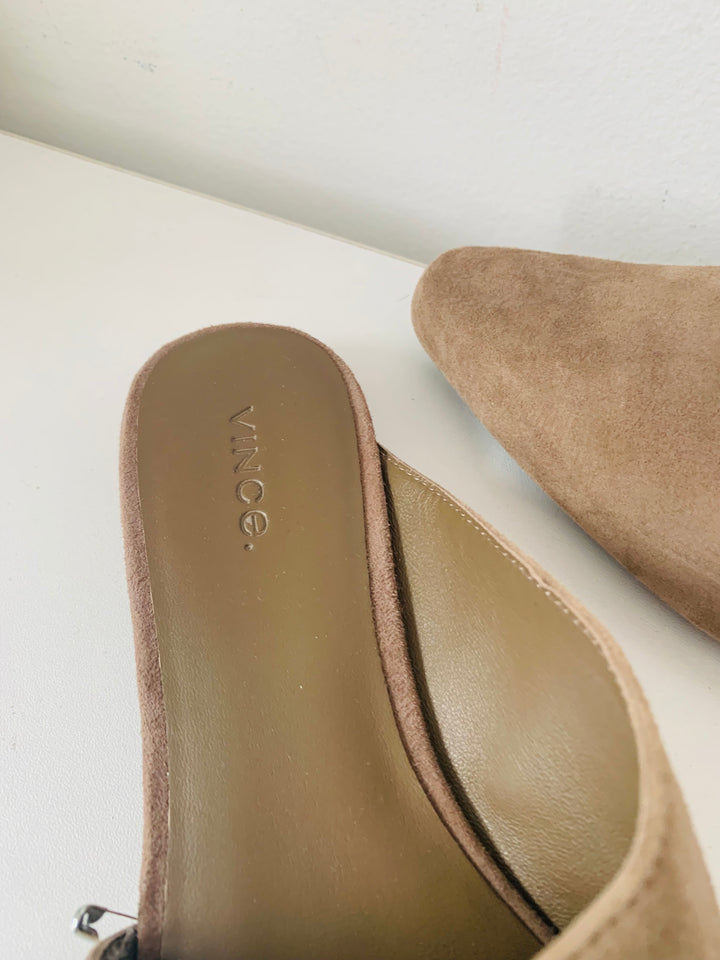 Vince Brown Suede Slip On Mules Size 7.5 New
