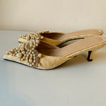 AIXIEXIU Pearl Embellished Lace Mules Size 38