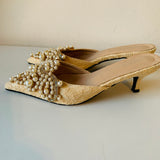 AIXIEXIU Pearl Embellished Lace Mules Size 38