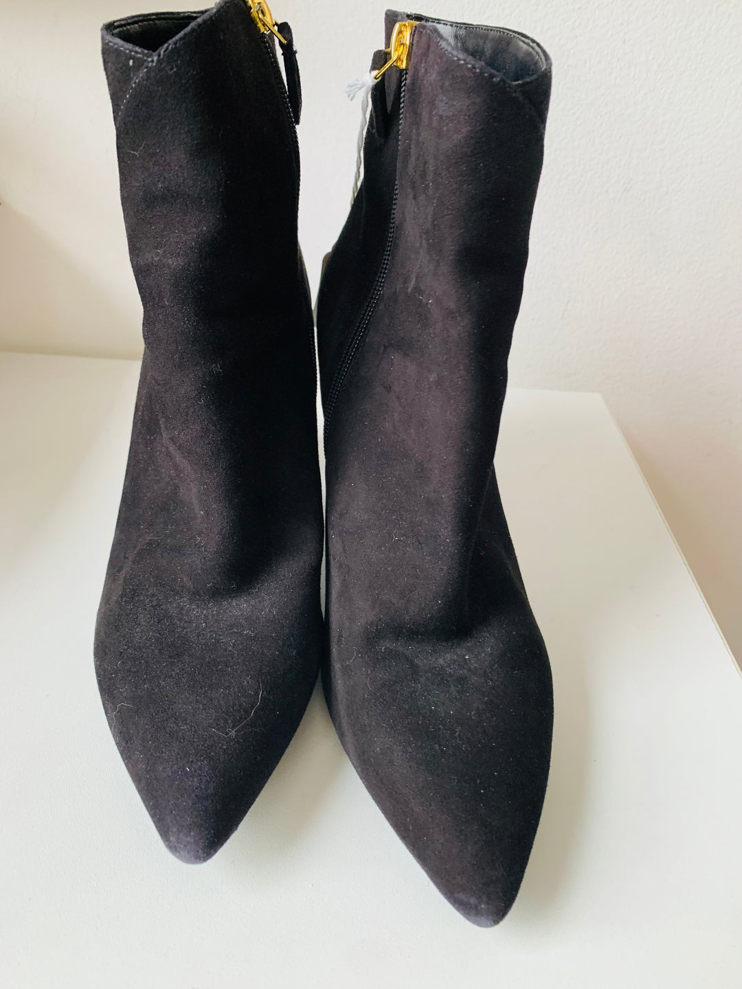 Nine West Black Suede Heeled Boots Size 9.5