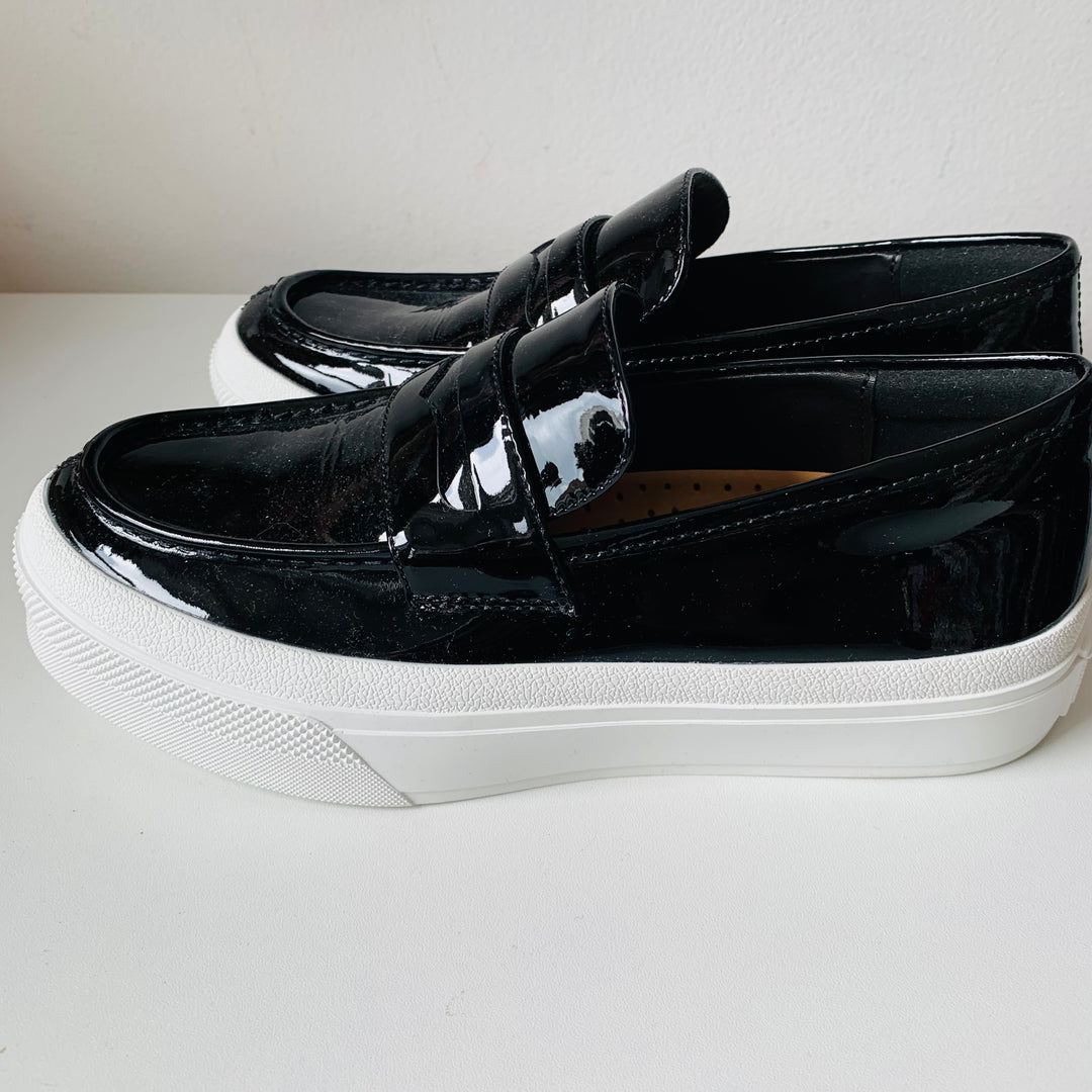 J/Slides GiGi Black Patent Leather Slip Ons Size 7 New in box