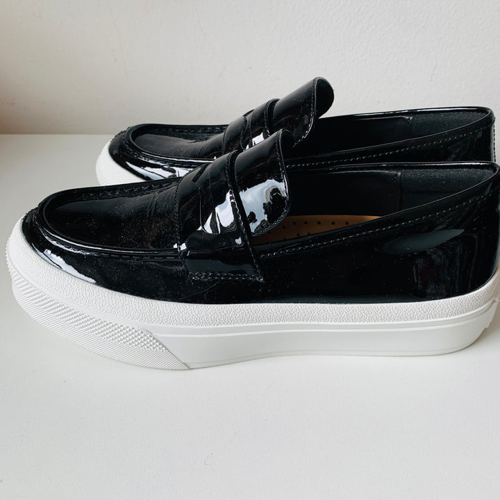 J/Slides GiGi Black Patent Leather Slip Ons Size 7 New in box